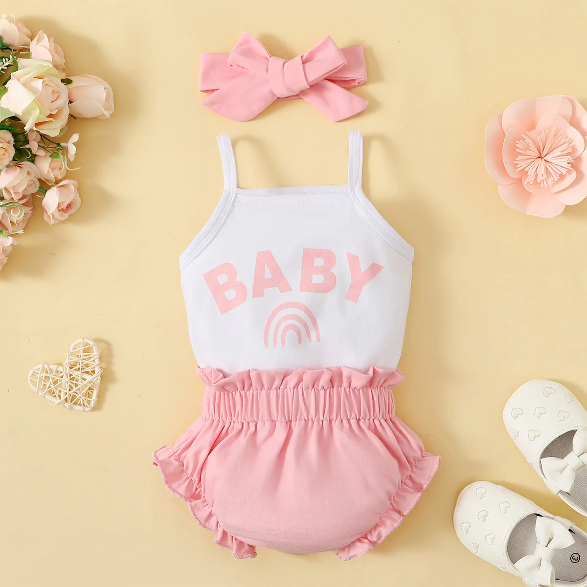 Baby girl pink shorts cute suit